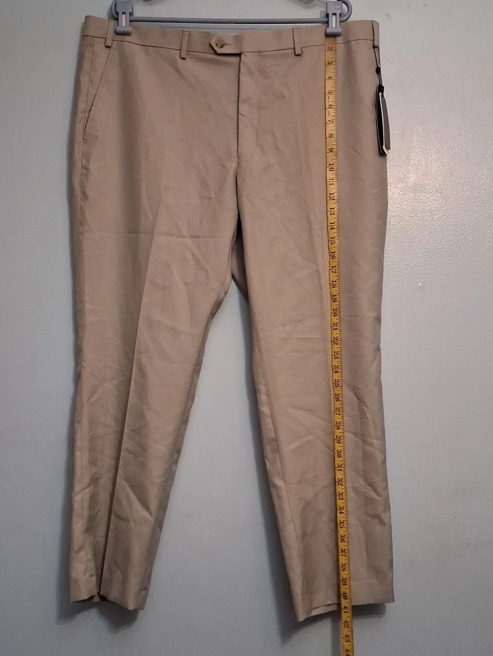 Greg Norman Size W42×L30 Men's Performance Tan Khaki Slim-fit Dress Pants.